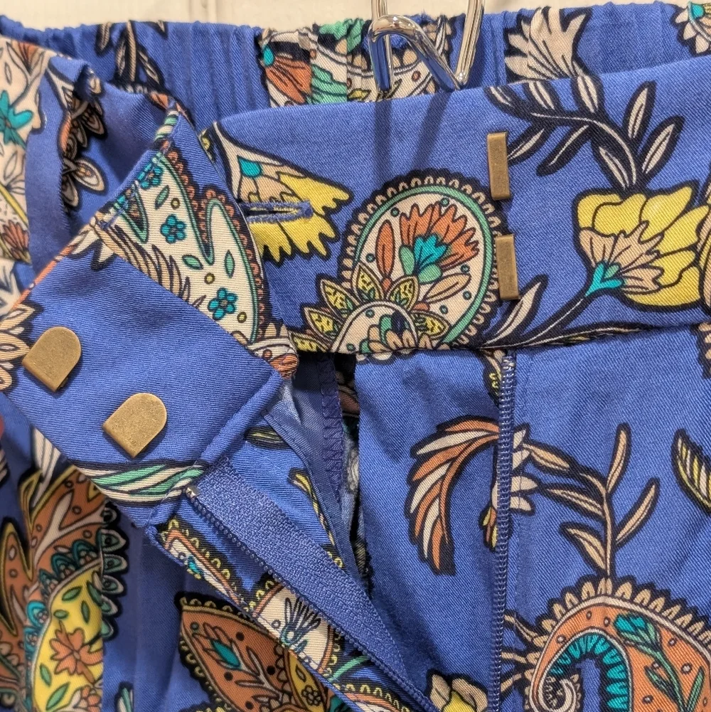 LOFT Blue Paisley Pants Size 10 Petite - Picture 2 of 5